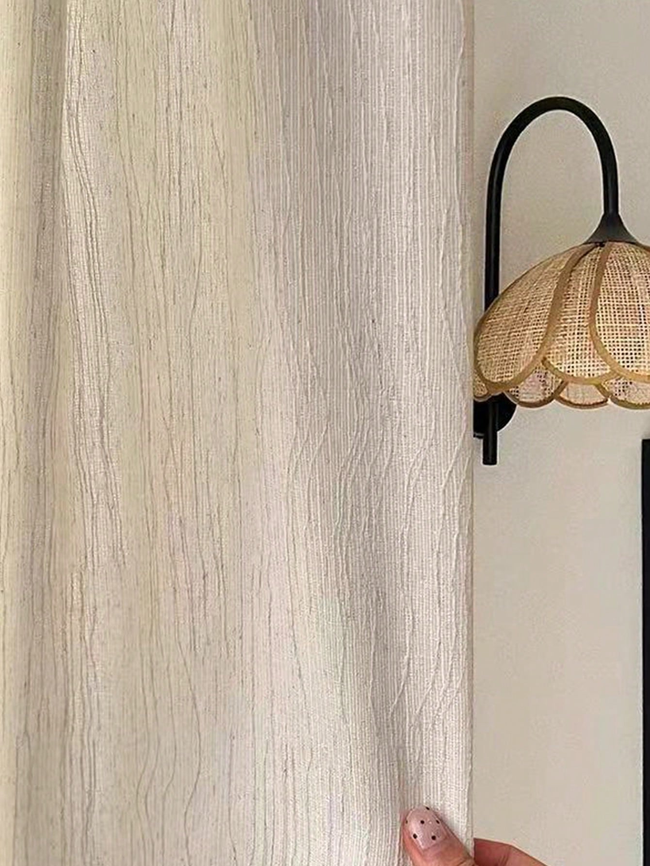 Woodworking Crafts - ผ้าม่านหน้าต่างสีเบจอ่อนลายไม้โปร่งแสง สไตล์ฝรั่งเศสสำหรับวัยกลางคน เหมาะสำหรับระเบียง ห้องนั่งเล่น ห้องทำงาน บ้านพักอาศัย