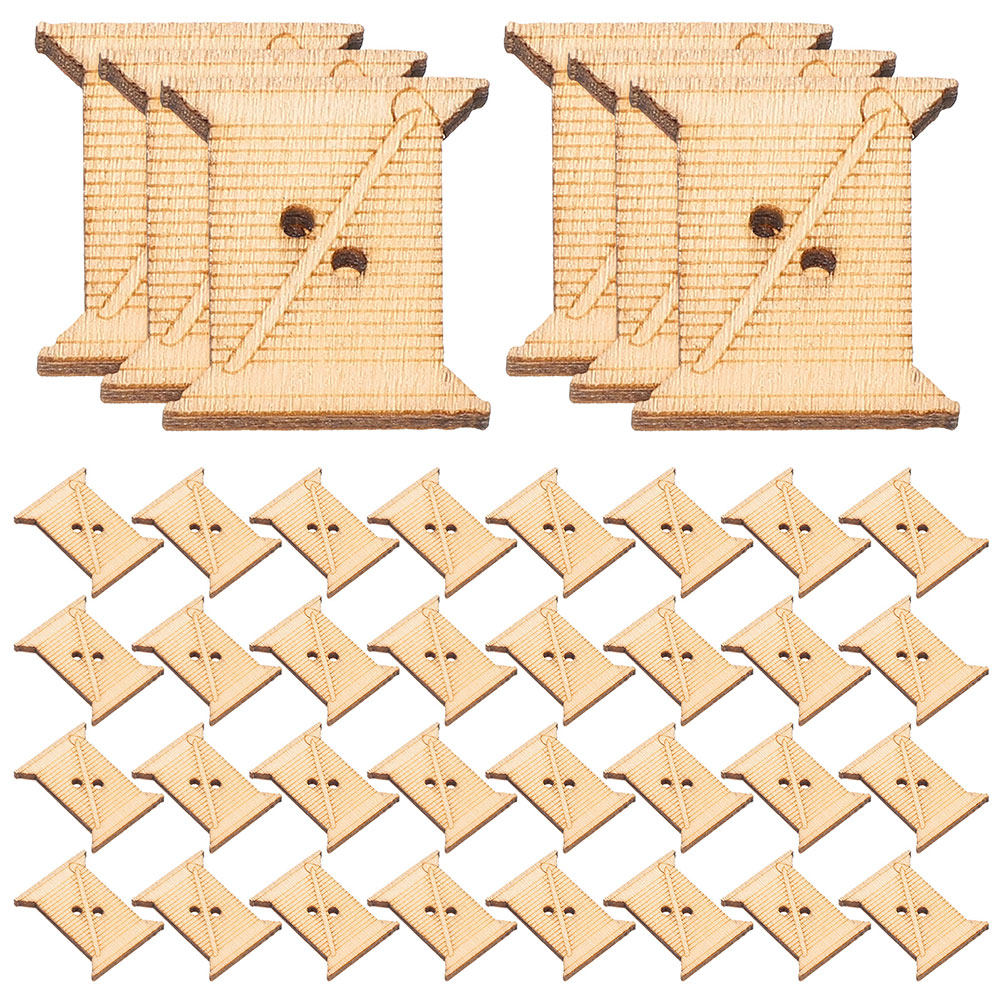 Woodworking Crafts - กระดาษม้วนด้ายปักผ้าทำจากไม้ 100 ชิ้น แบบธรรมชาติ สำหรับงานเย็บปักถักร้อยและงานฝีมือ