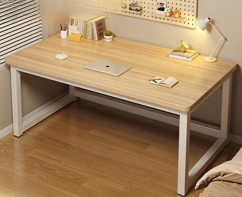 Woodworking School - โต๊ะคอมพิวเตอร์แบบเรียบง่าย ท็อปไม้เนื้อแข็ง โต๊ะทำงานที่บ้าน โต๊ะเขียนหนังสือ โต๊ะคอมพิวเตอร์แข็งแรง ทนทาน