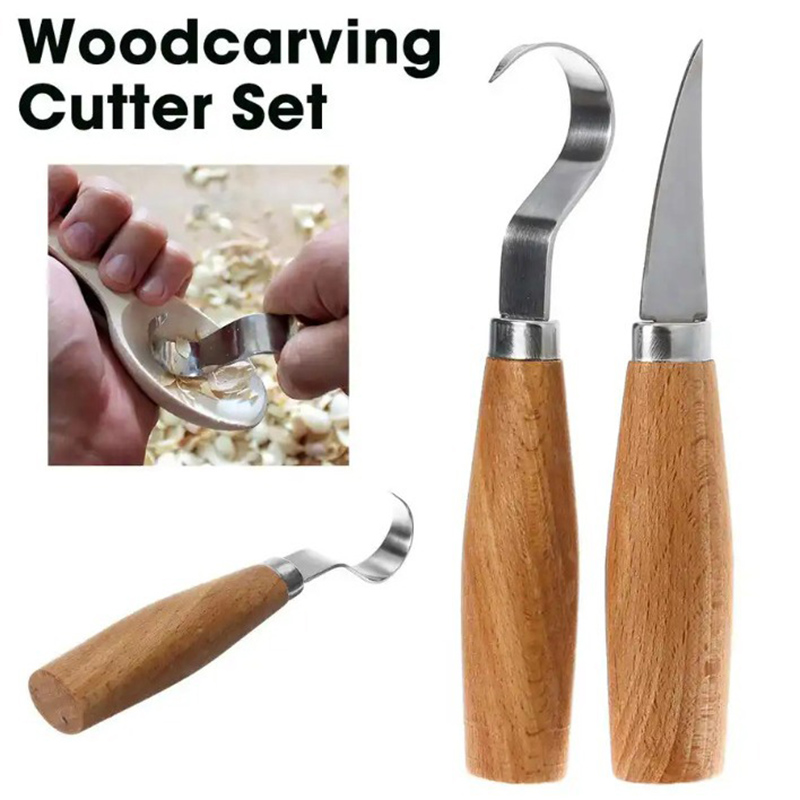 Woodworking Essentials - มีดแกะสลักไม้ มีดแกะสลักแบบตะขอ เครื่องมือแกะสลักไม้ ช้อนแกะสลักไม้ตามหลักสรีรศาสตร์ ทนทาน ใช้งานได้หลากหลาย