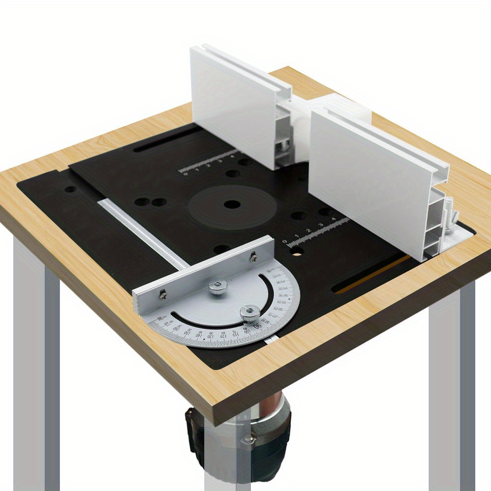 Woodworking Bench - บอร์ดแทรกเดสก์ท็อปเราเตอร์อลูมิเนียม, บอร์ดพลิกเราเตอร์ม้านั่งงานไม้พร้อมรางนํามุม, ขายึดเลื่อนรั้วอลูมิเนียม