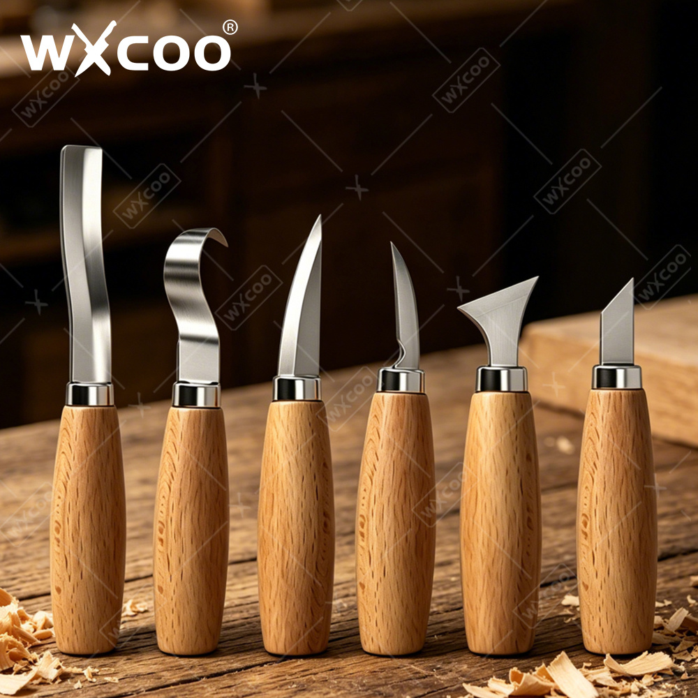 Woodworking Essentials - มีดแกะสลักไม้ WXCOO แบบโค้งมน สำหรับงานแกะสลัก ทำช้อน เหมาะสำหรับมือใหม่และช่างไม้มืออาชีพ